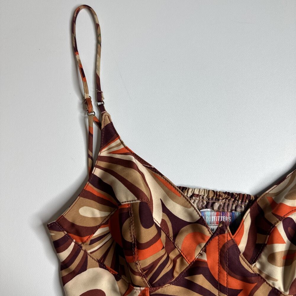 Urban Outfitters Karissa Swirl Corset Top Women’s M Orange Brown Retro 70s Boho - Picture 6 of 12